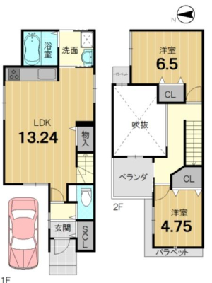 京都府京都市西京区桂乾町の新築一戸建ての間取り図
