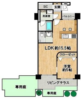 京都府京都市右京区嵯峨広沢御所ノ内町 8-4の中古マンションの間取り